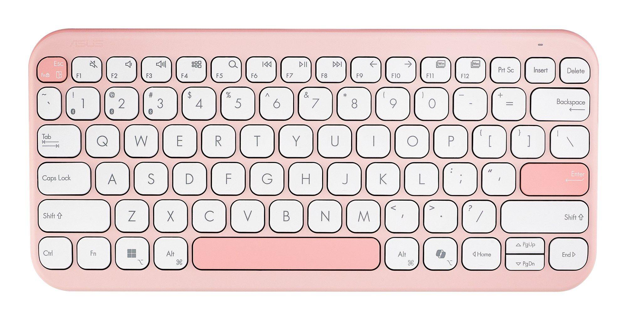 Teclado ASUS Marshmallow Keyboard KW100 (QWERTY, internacional - Teclas tesoura - 75% - Rosa)