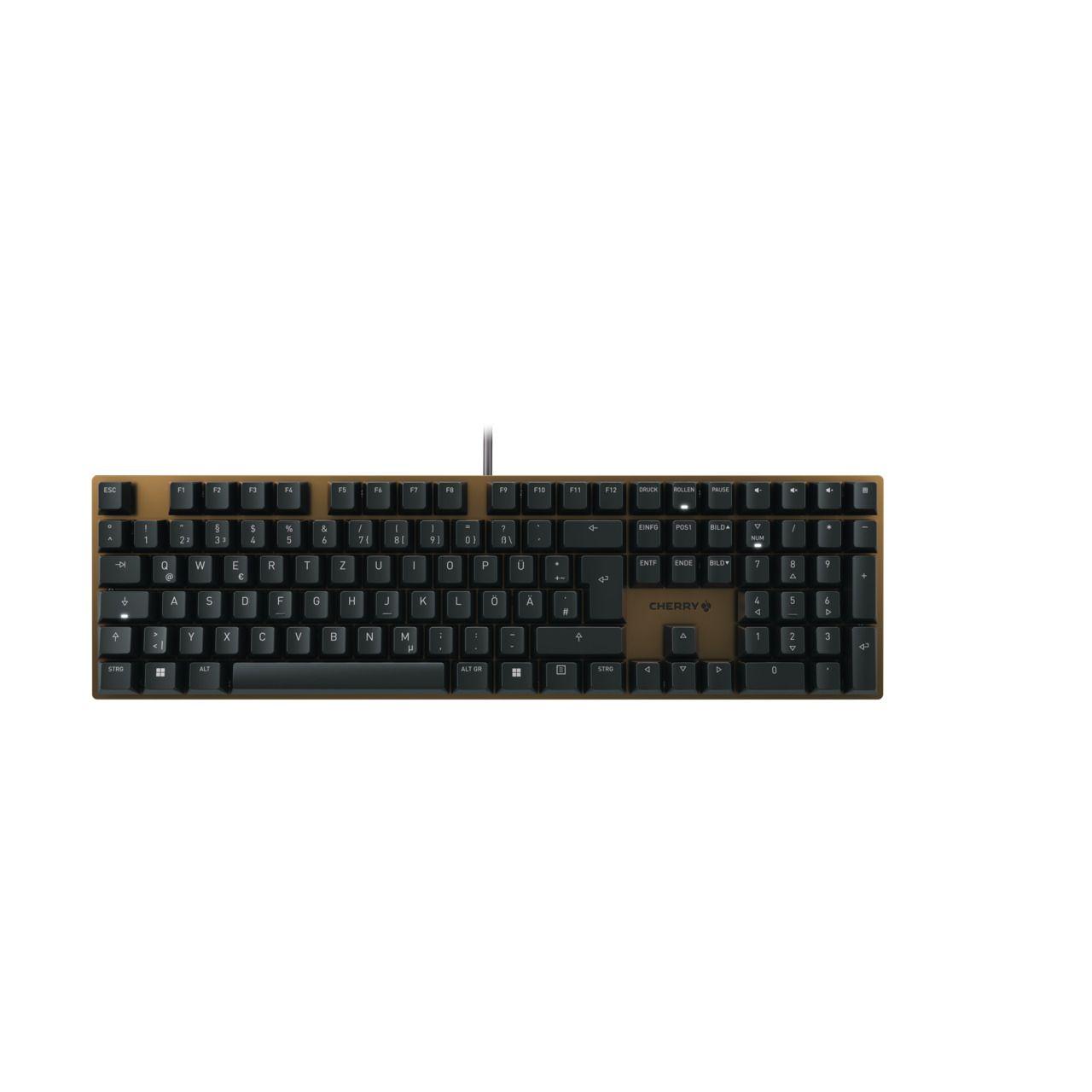 Teclado CHERRY KC 200 MX (Alemão - CHERRY MX2A Silent Red - Tamanho completo - Preto e Bronze)