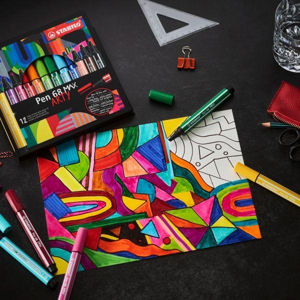 Conjunto de 4 Marcadores de Fibra STABILO Pen 68 MAX Arty (3-99 anos - Multicor), miniatura 4