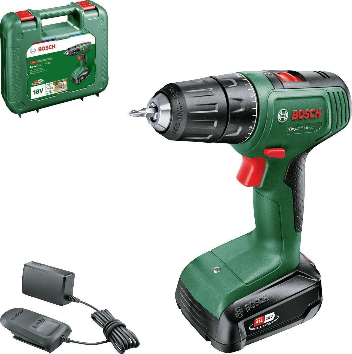 Berbequim Aparafusador BOSCH EasyDrill 18V-40 (18 V - Bateria - Verde e Preto)