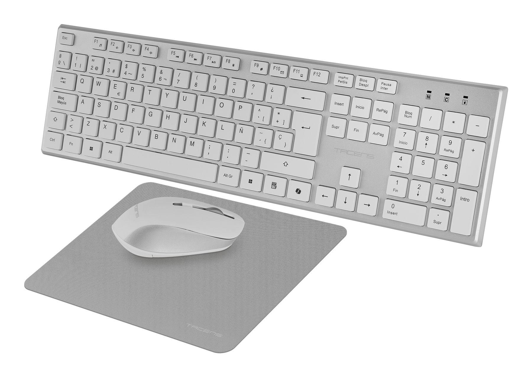 Conjunto de Teclado, Rato e Tapete TACENS 6ZENITHWES (Espanhol - Interruptor de membrana - Tamanho completo - Branco e Prateado), miniatura 3