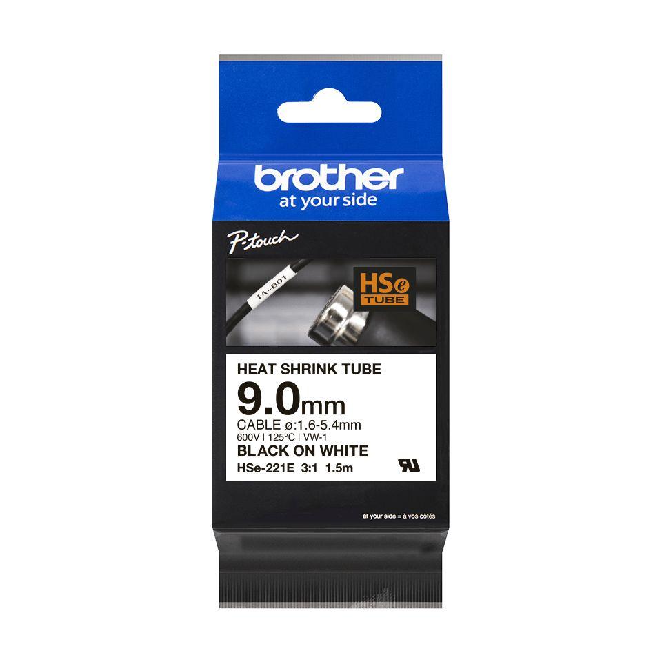 Fita de Impressão Termorretrátil BROTHER HSE-221E (Preto sobre Branco)