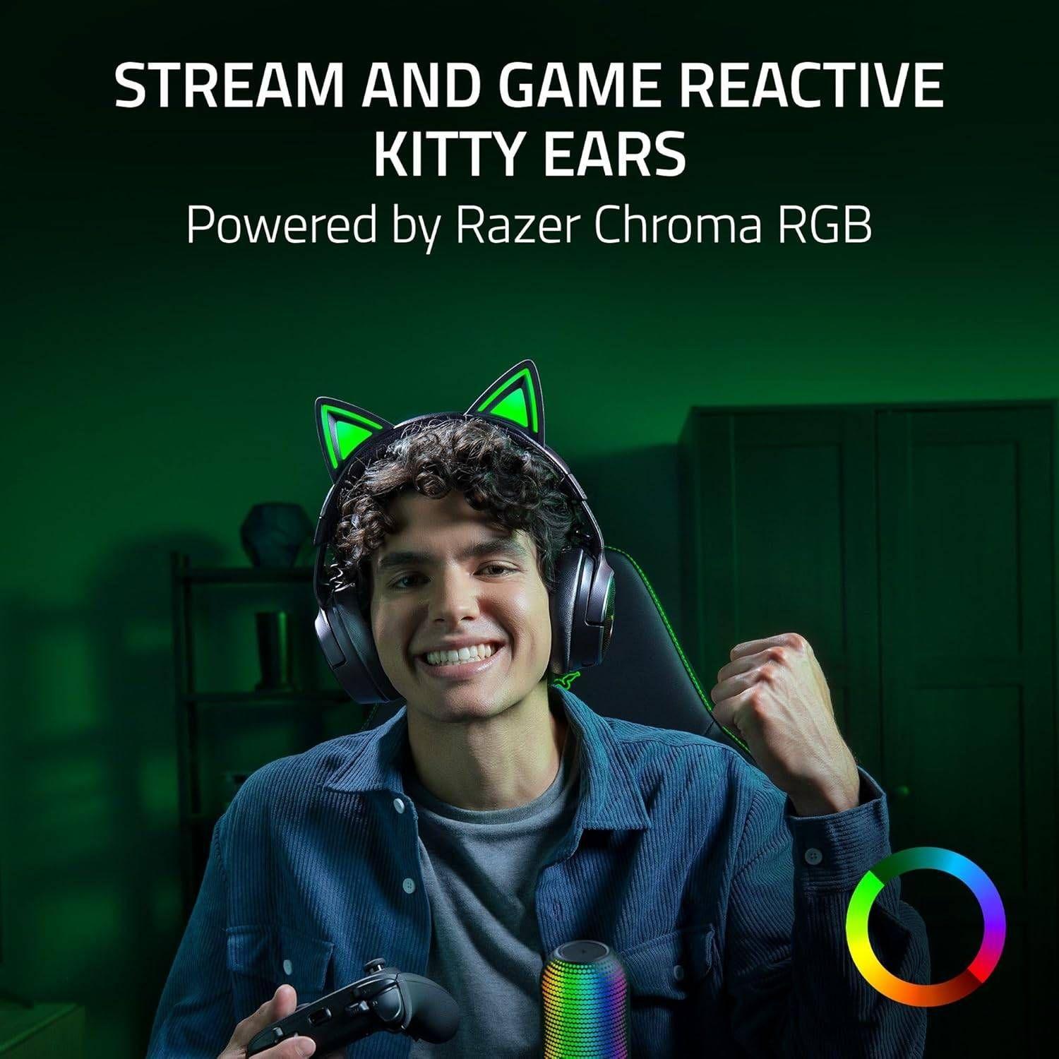 Headset Gaming RAZER Kraken Kitty V3 Pro (Binaural - Com fios e sem fios - Circum-aural - Preto), miniatura 3