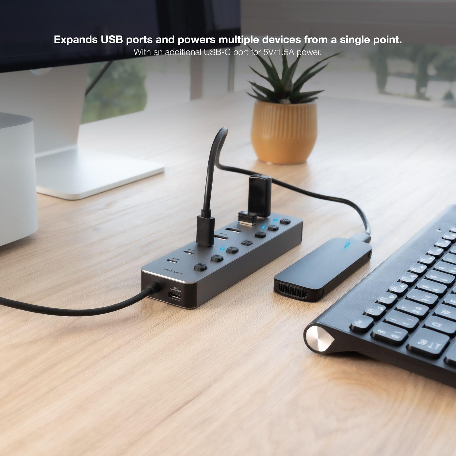 Hub USB NANOCABLE 10.16.4510 (0,18 m - Prateado), miniatura 4