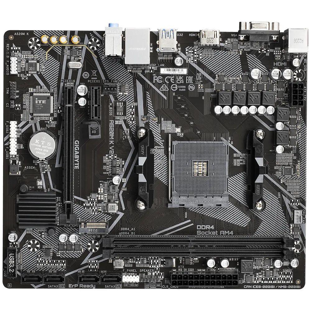Motherboard GIGABYTE A520M K V2 (AM4 - micro ATX - Duplo canal) — miniatura 2