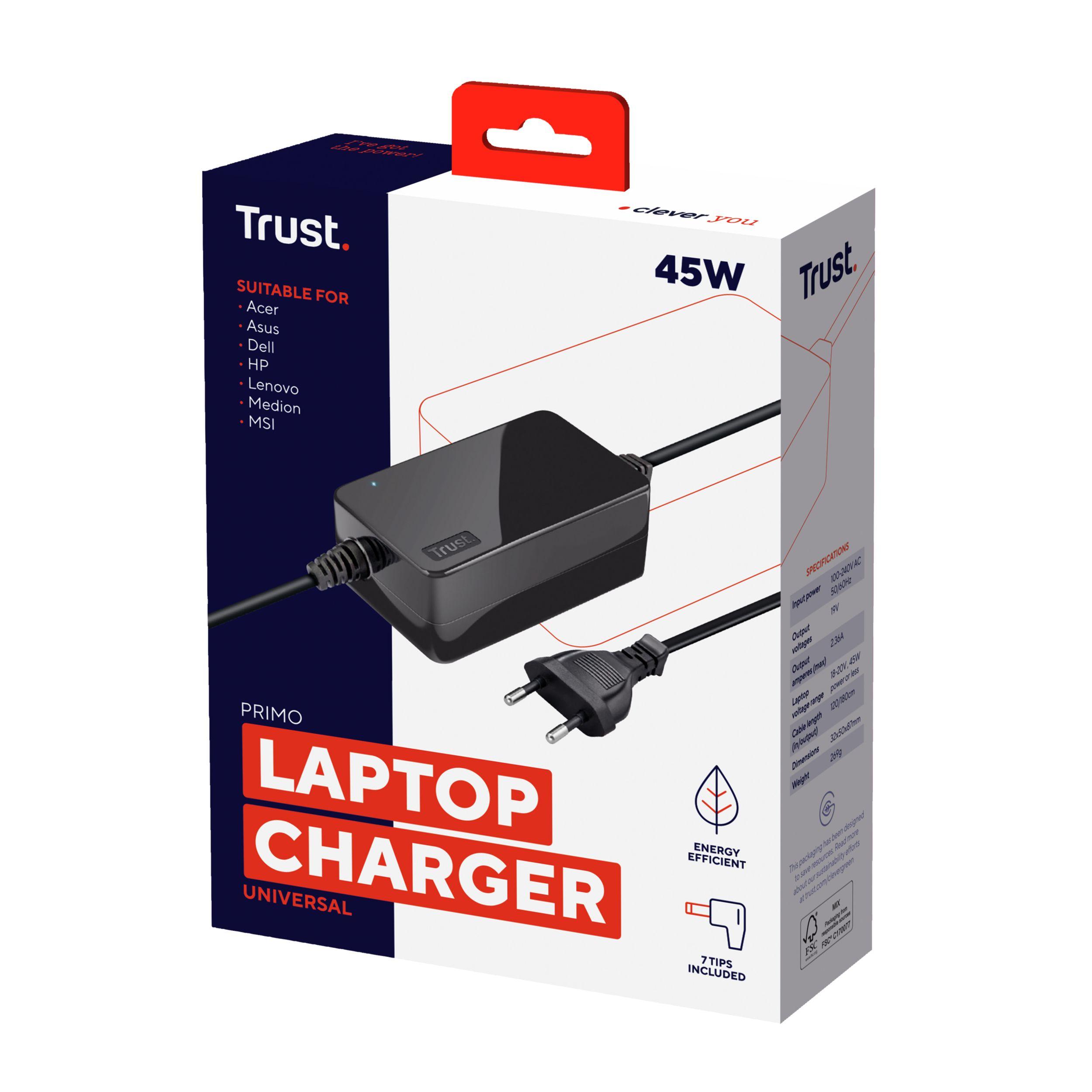 Carregador de Portátil TRUST Primo 21904 (45 W - 2,4 A - 19 V - Preto), miniatura 3
