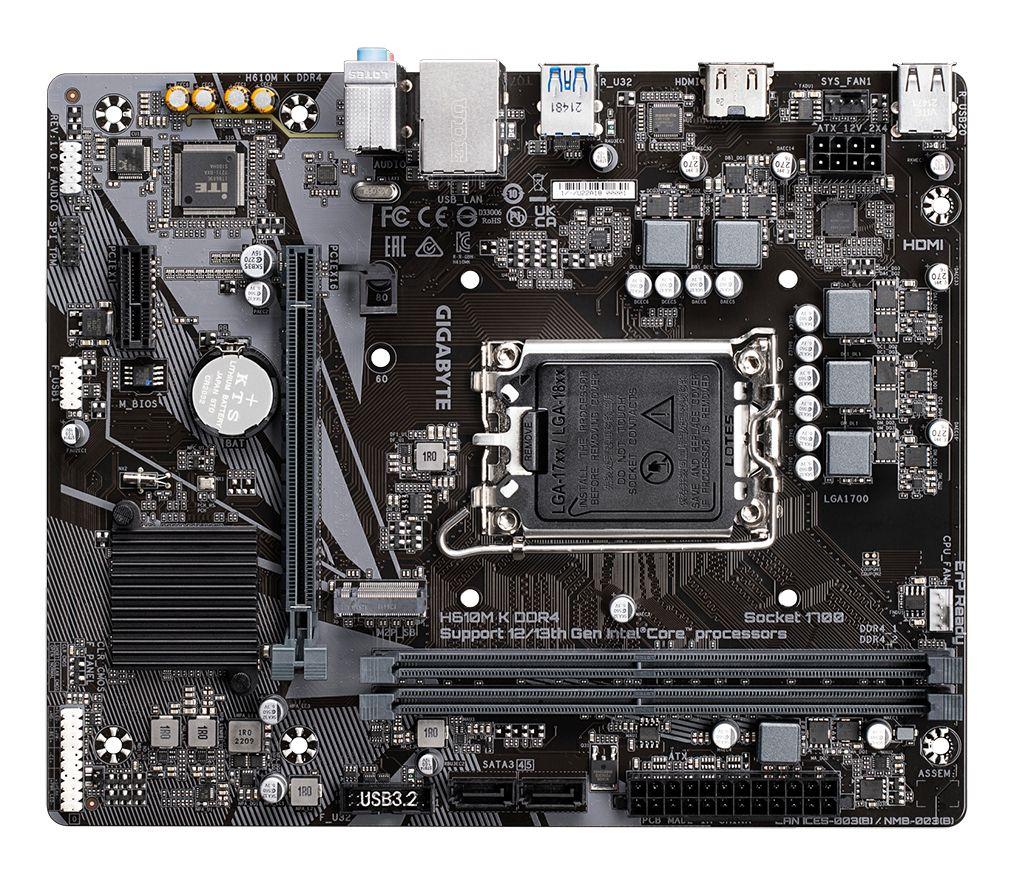 Motherboard GIGABYTE H610M K DDR4 (LGA 1700 - micro ATX - Duplo canal - Castanho) — miniatura 5