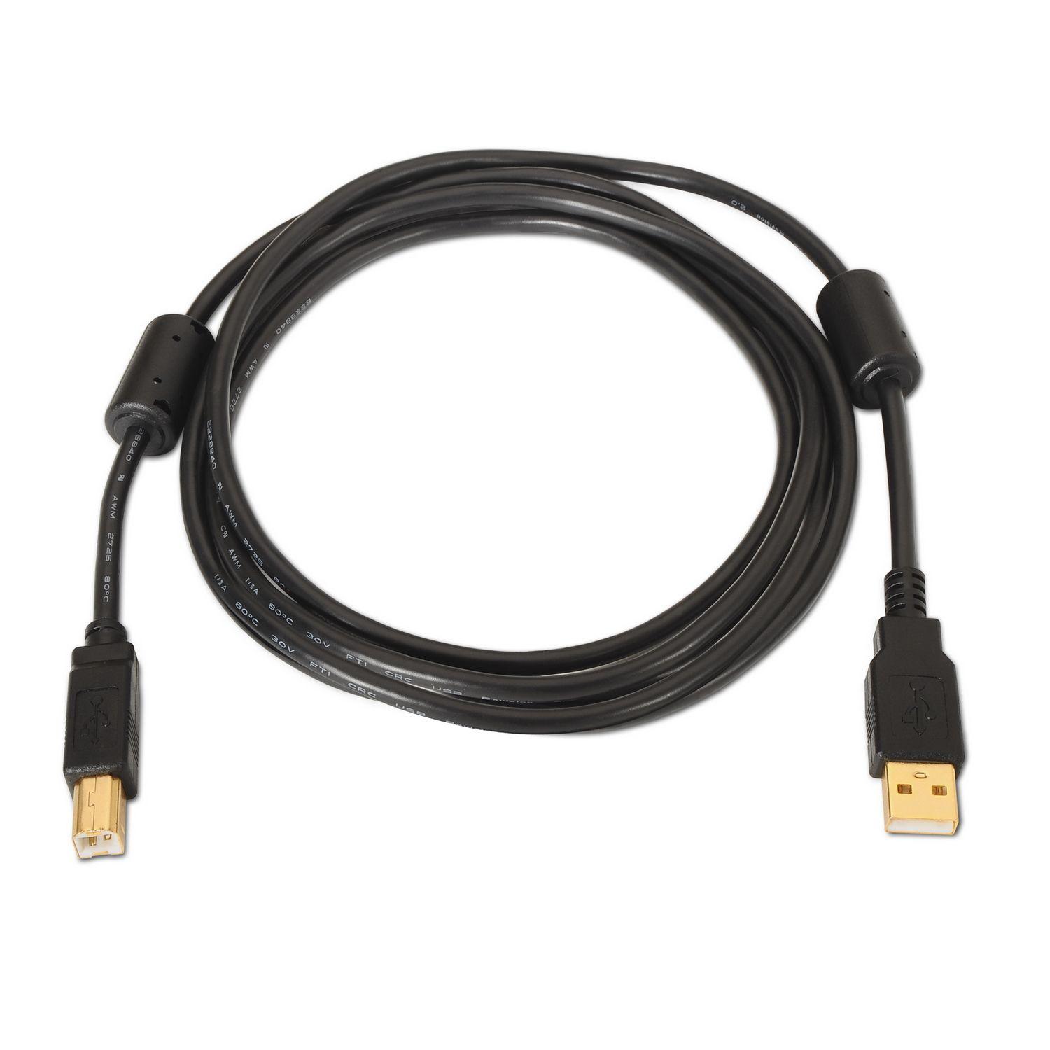 Cabo USB AISENS A101-0010 (3 m - USB A - USB B - Preto) — miniatura 2