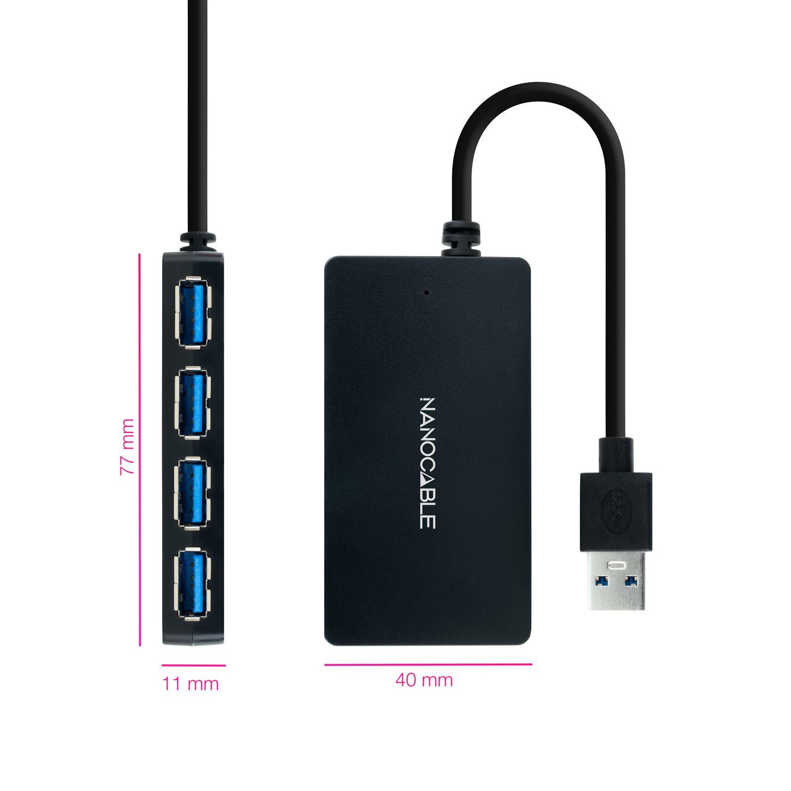 Hub USB NANOCABLE 10.16.4403 (0,15 m - USB 2.0/1.1 - Preto) — miniatura 2