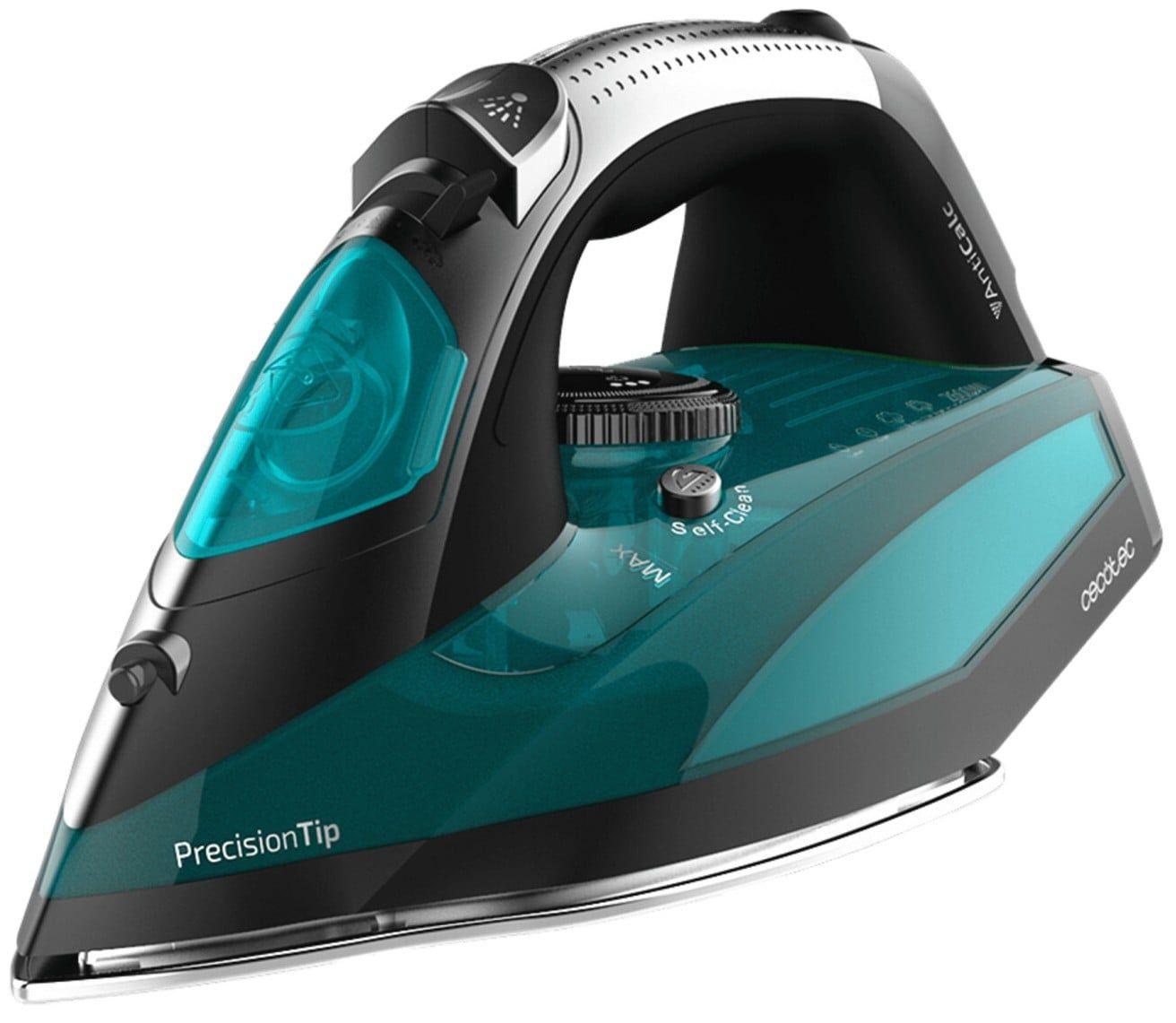 Ferro de Engomar a Vapor CECOTEC F&F 5020 (2600 W - Base de alumínio - 210 g/min - Preto, Prateado e Turquesa)