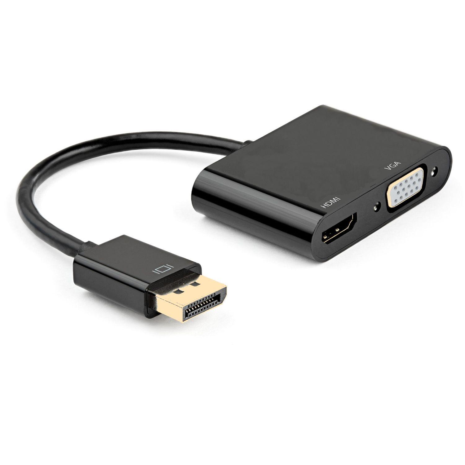 Adaptador de Vídeo DisplayPort para HDMI e VGA EWENT EC1457 (15 cm - HDMI + VGA - Preto)