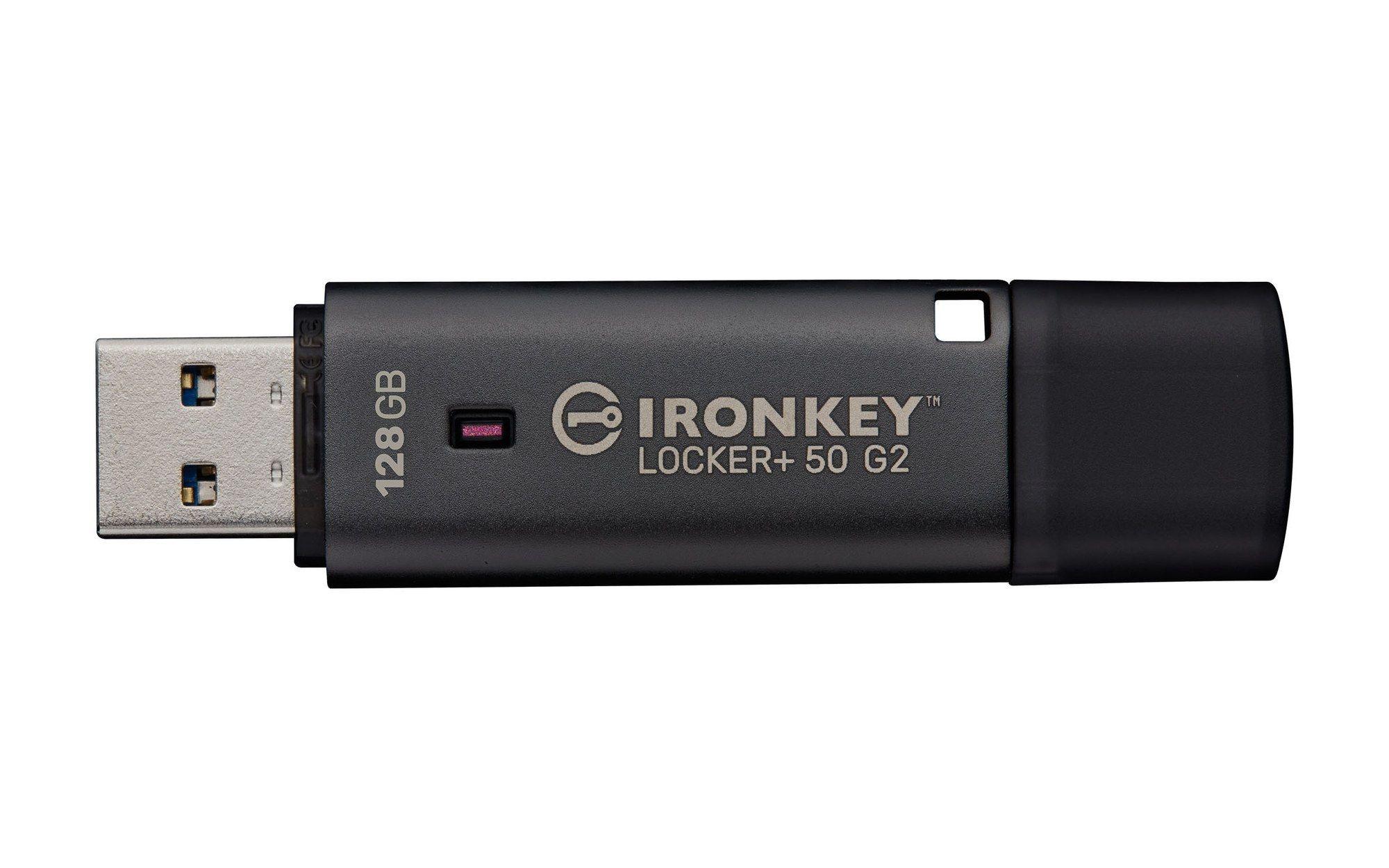 Pen USB KINGSTON IronKey Locker Plus 50 G2 (128 GB - Com tampa - USB Type-A - Preto), miniatura 2