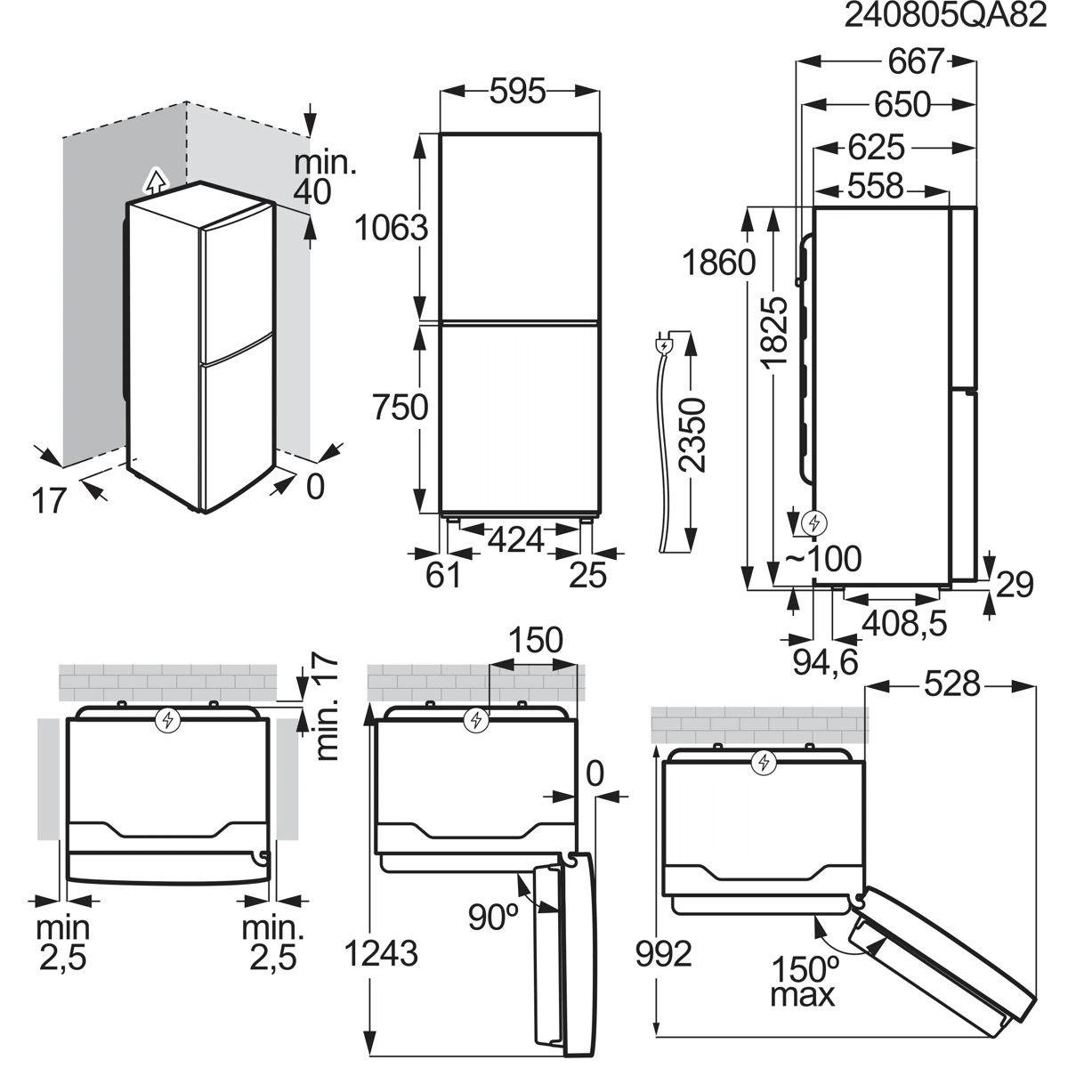 Frigorífico Combinado Independente ELECTROLUX LNT6ME32U2 (324 l - 186x59,5x65 cm - 186 cm - Inox) — miniatura 6