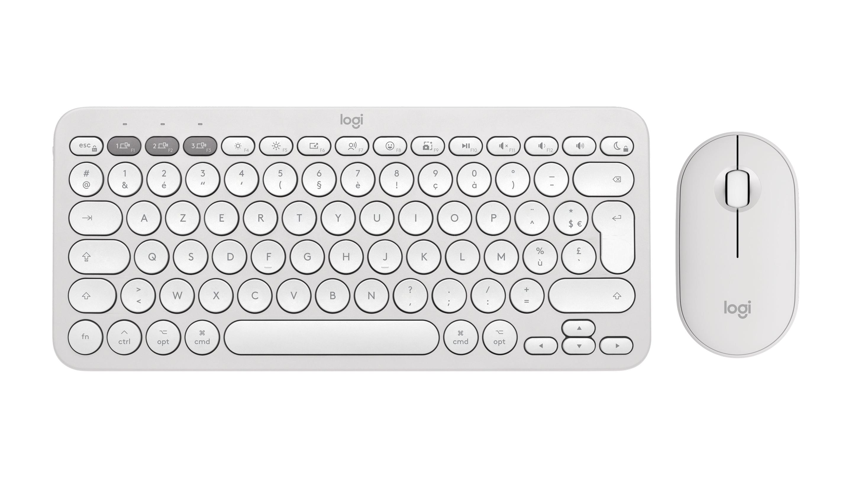 Conjunto de Teclado e Rato LOGITECH Pebble 2 Combo (Estados Unidos - Teclas tesoura - Mini - Branco)