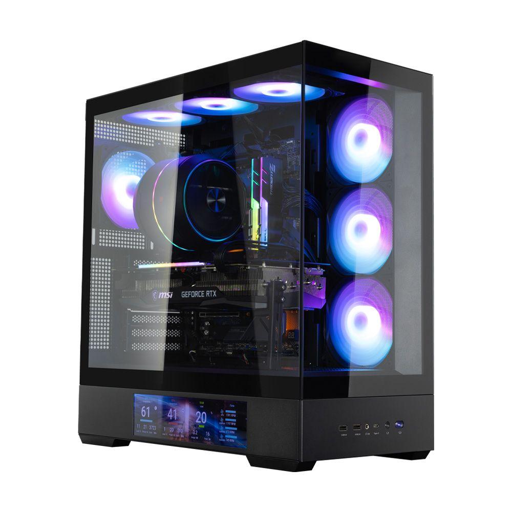 Caixa ATX ZALMAN P40 DS (Midi Tower - Ecrã LCD tátil de 9,1" - Preto) — miniatura 3