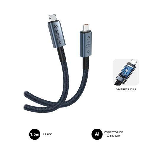 Cabo USB-C SUBBLIM SUBCAB-C24010 (1,5 m - USB C - Preto)