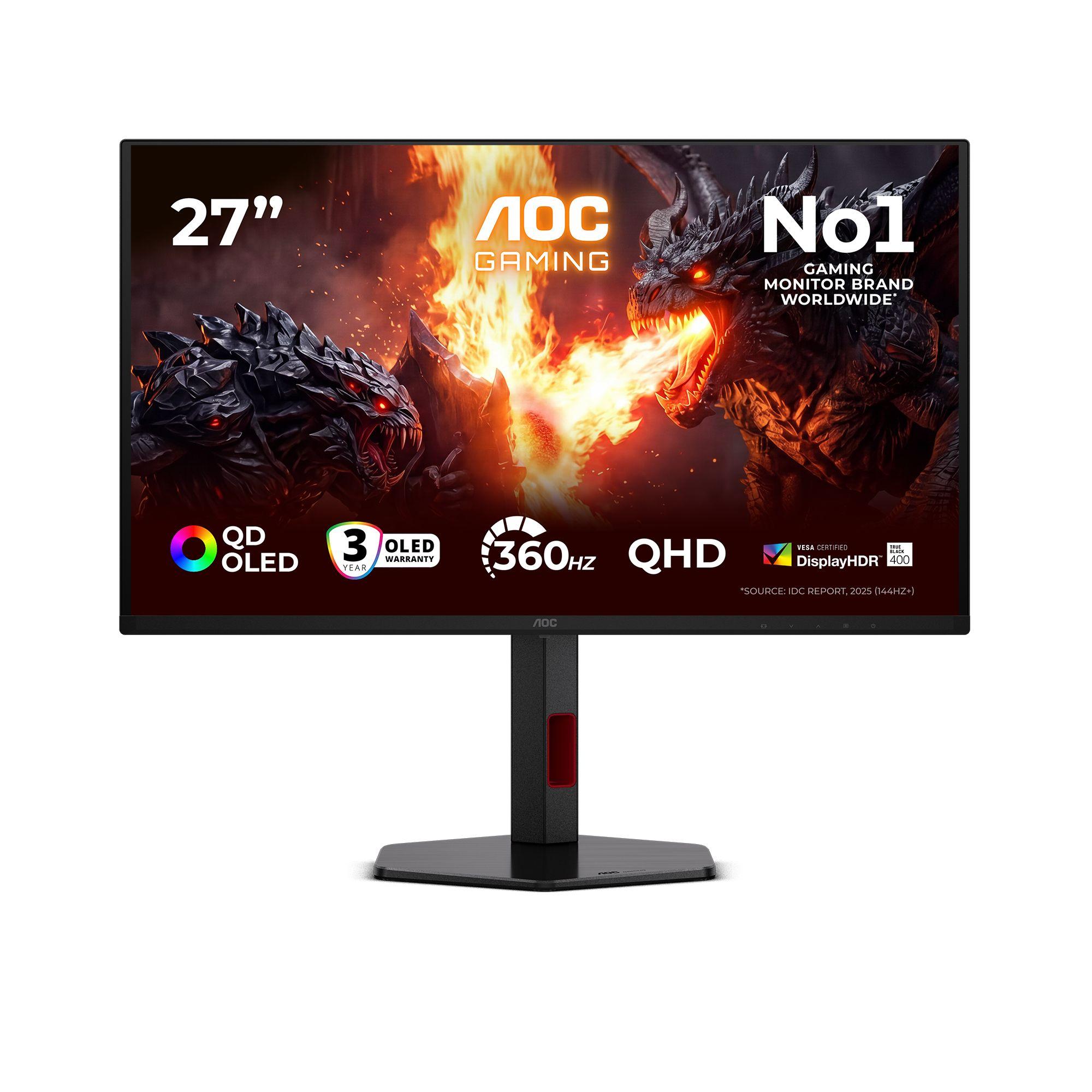 Monitor AOC Q27G4SDR (26,5" - OLED - 360 Hz - Preto/Vermelho)