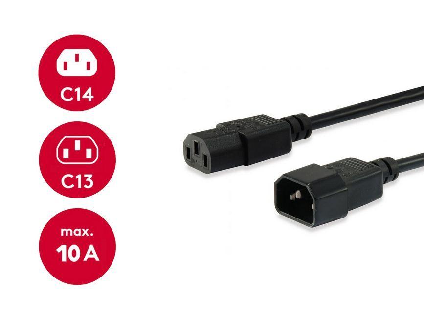 Cabo de Alimentação IEC C13-C14 EQUIP 112101 (3 m - IEC C14 macho, reto - IEC C13 fêmea, reto - Preto), miniatura 4
