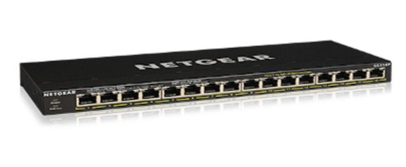 Switch NETGEAR GS316P (Gigabit Ethernet - 1 MB - 32 Gbit/s - Preto)