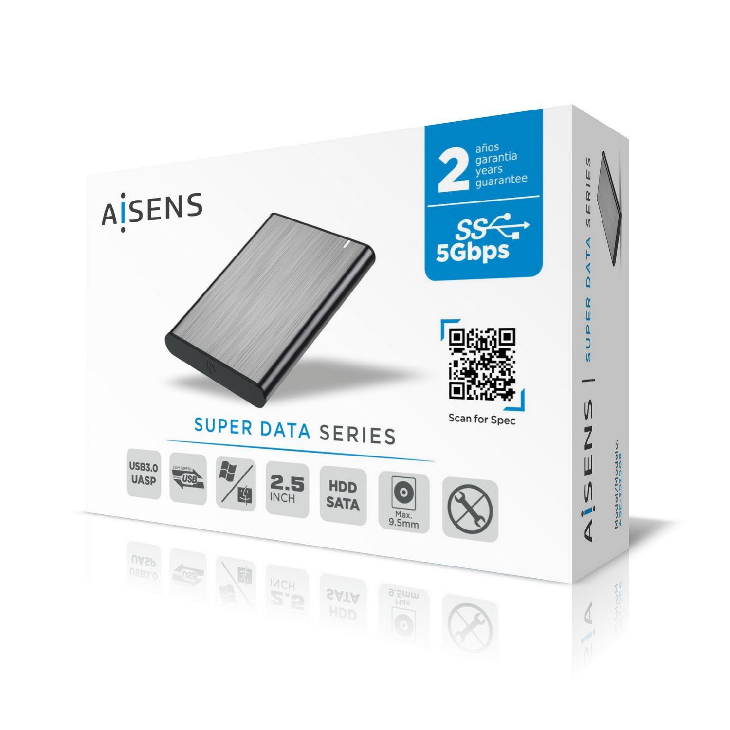 Caixa Externa AISENS ASE-2525GR (2,5" SATA para USB 3.0 - Cinzento) — miniatura 3