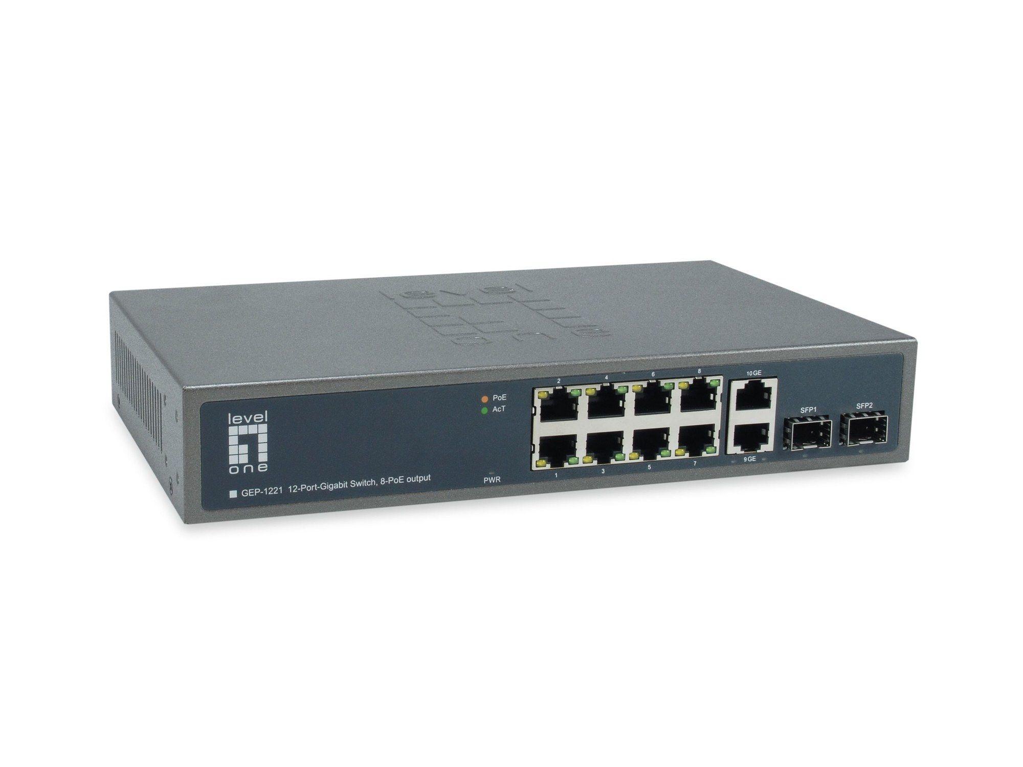 Switch LEVELONE GEP-1221 (Gigabit Ethernet - 1000 Mbit/s - 22 Gbit/s - Preto)