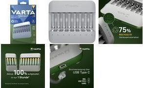 Carregador de Pilhas VARTA Eco Charger Multi Recycled 57682 101 111 (USB - AA, AAA - Cinzento)