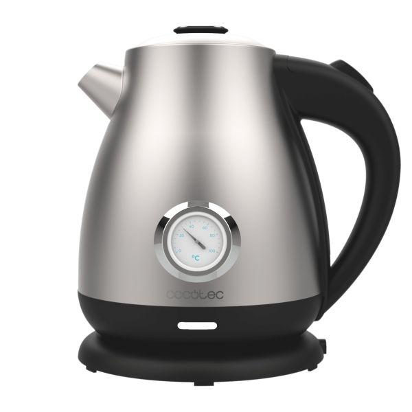 Jarro Elétrico CECOTEC Thermosense 620 Retro Steel (2200 W - 1,7 L - Aço inoxidável - Preto e Prateado)