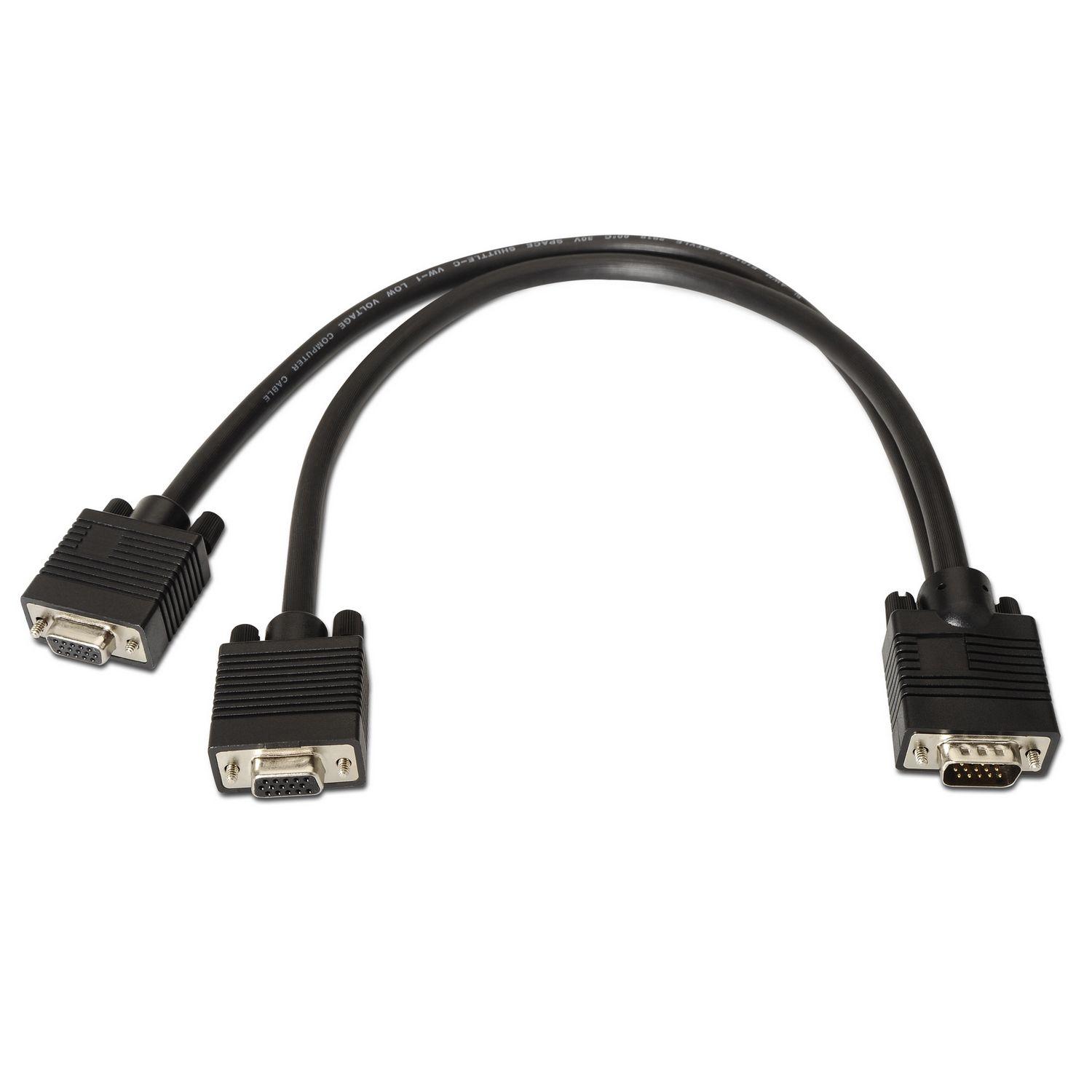 Cabo Bifurcador VGA AISENS A113-0081 (0,45 m - 2 x VGA - Monitor, televisor e projetor - Preto), miniatura 2