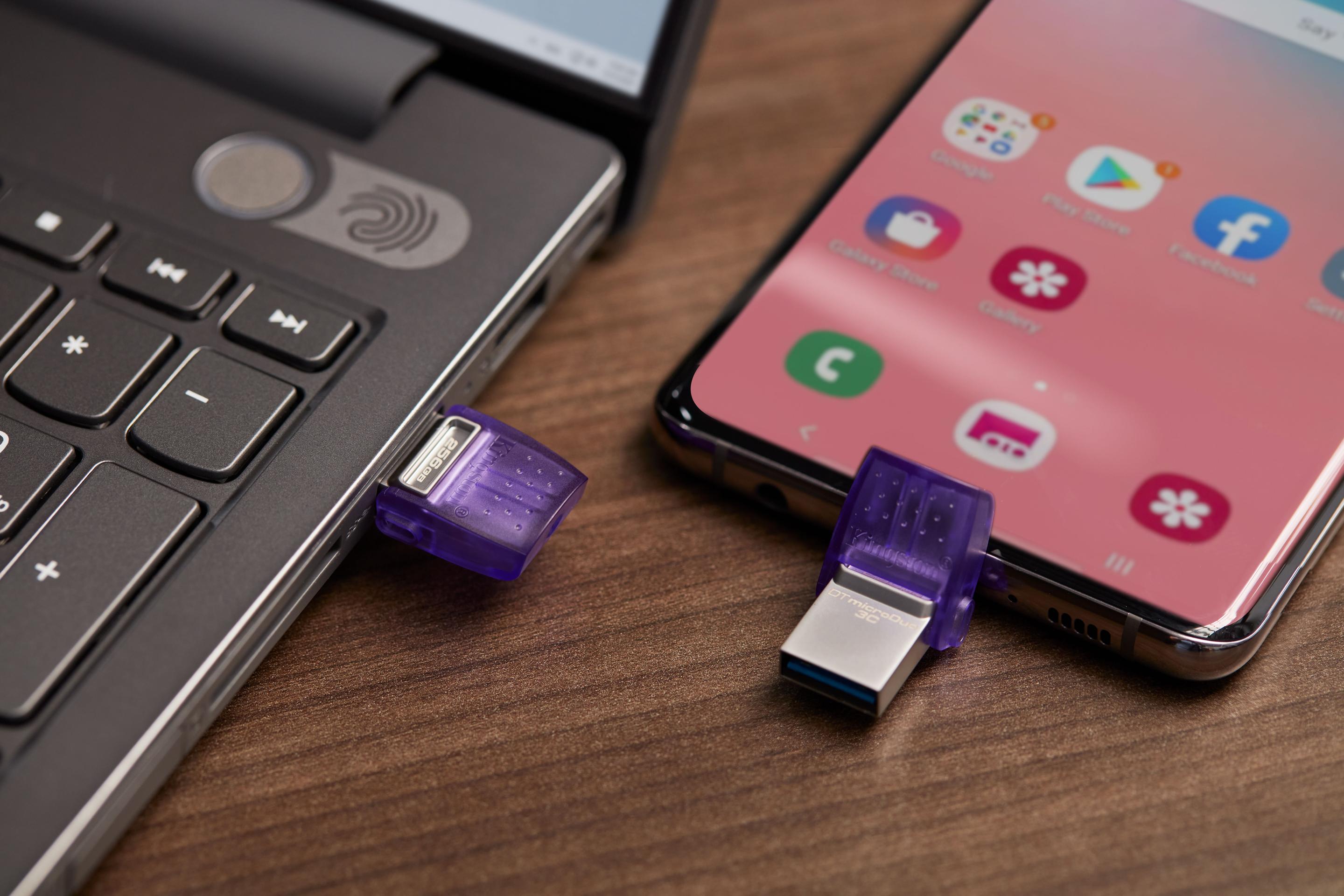 Pen USB KINGSTON DataTraveler microDuo 3C (256 GB - Outro - USB Tipo-A / USB Tipo-C - Roxo) — miniatura 8
