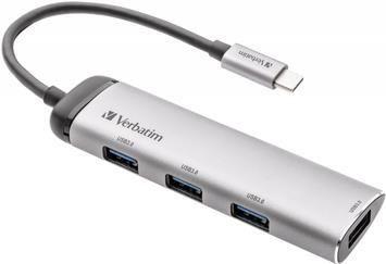 Hub USB-C VERBATIM 49147 (0,15 m - Cinzento)