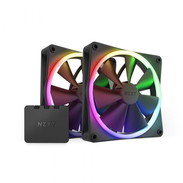 Ventoinhas para Caixa de PC NZXT F140 RGB Twin Pack (Plástico e borracha - RGB - 3,6 W - Preto)