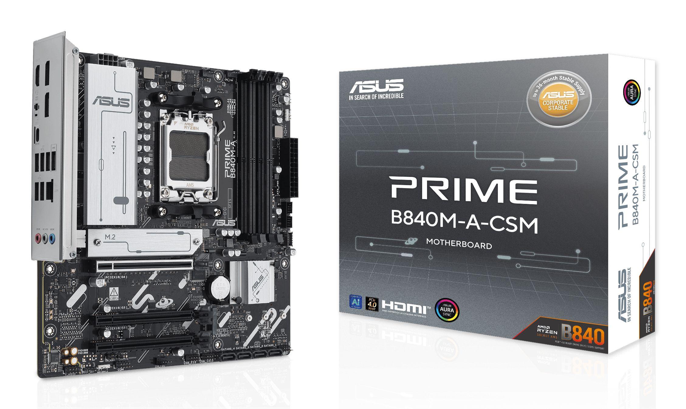Motherboard ASUS PRIME B840M-A-CSM (AM5 - micro ATX - Duplo canal - Cinzento)