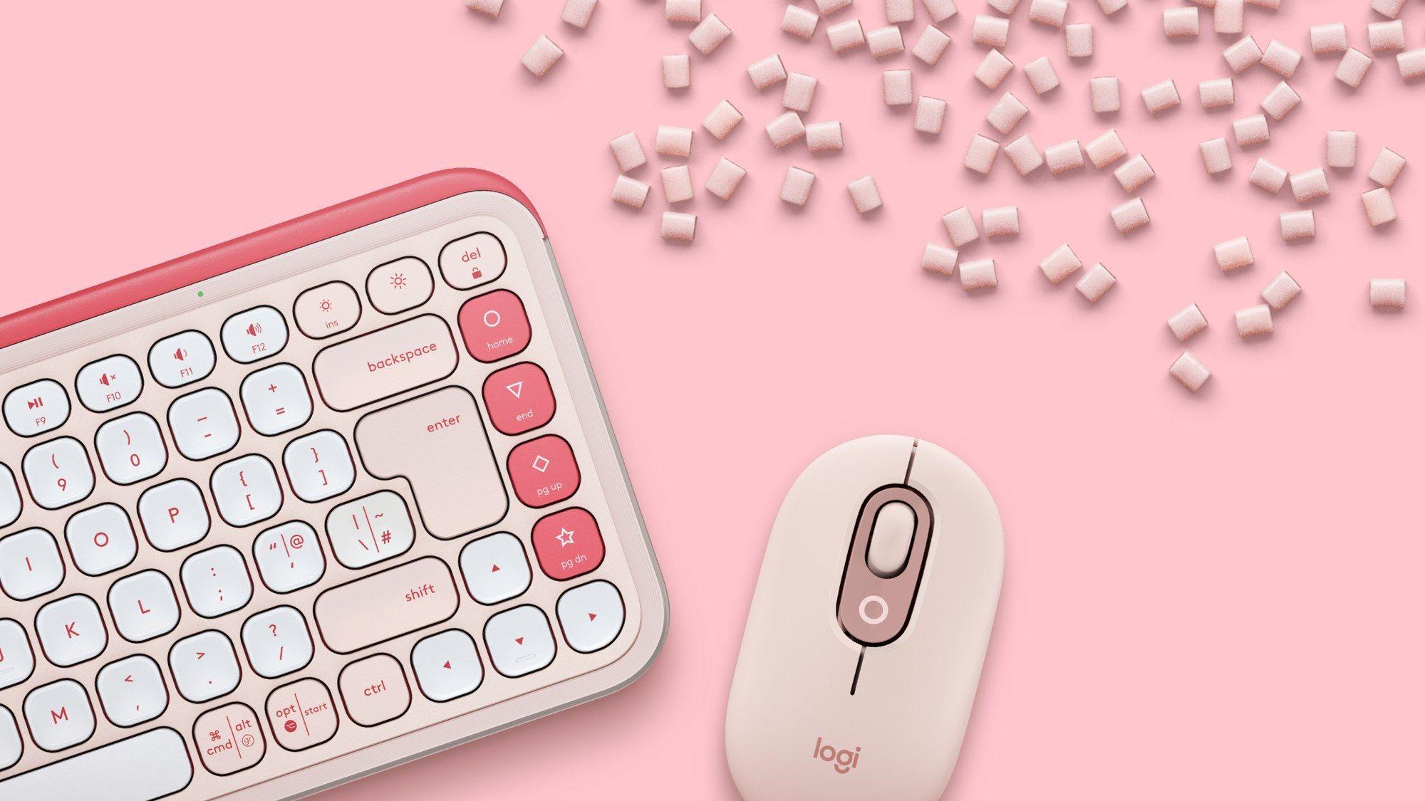 Conjunto de Teclado e Rato LOGITECH POP Icon Combo (Alemão - Teclas de tesoura - Mini - Branco e Rosa), miniatura 5