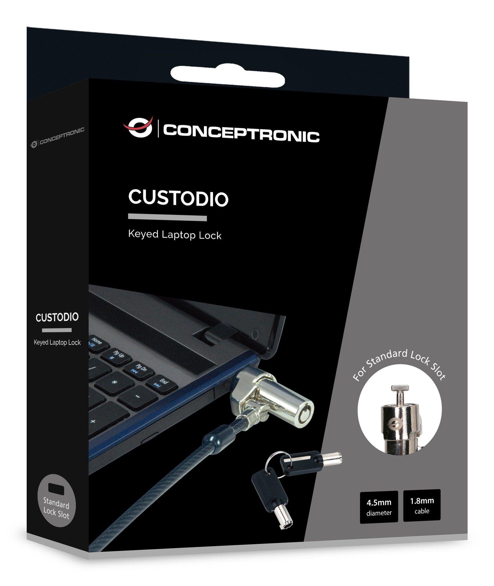 Cadeado de Segurança para Computador Portátil CONCEPTRONIC CUSTODIO02BSM (Computador portátil - 2 botões - 1,8 m - Preto) — miniatura 3