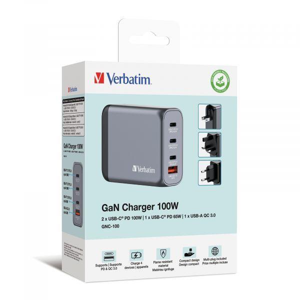Carregador de Parede VERBATIM GNC-100 (100 W - Preto/Cinzento), miniatura 5