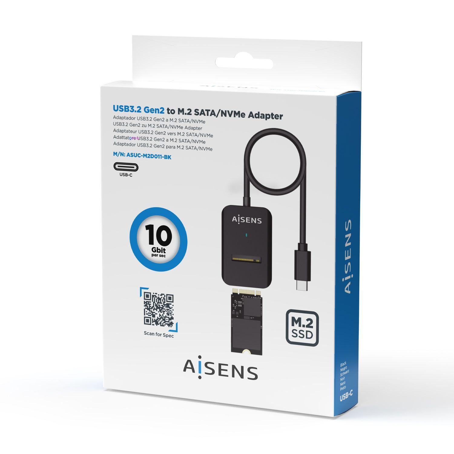 Caixa Externa USB-C para SSD M.2 AISENS ASUC-M2D011-BK (2 TB - M.2 - SATA e NVMe - Preto) — miniatura 4