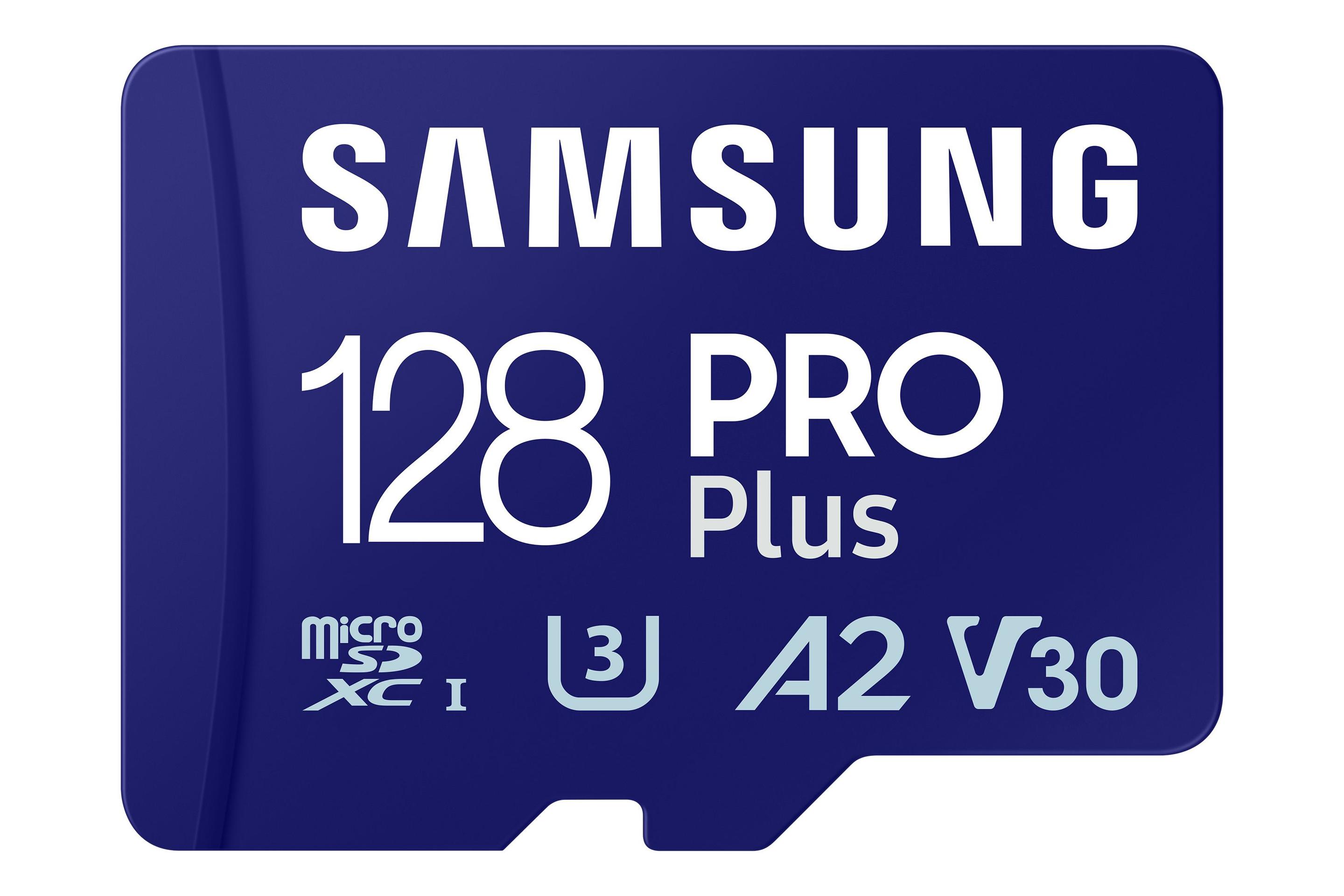 Cartão de Memória SAMSUNG PRO Plus (128GB - Classe 10 - 180 MB/s - Azul)