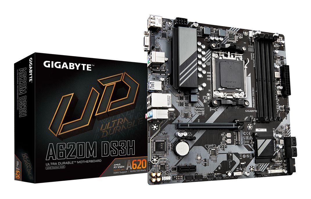 Motherboard GIGABYTE A620M DS3H (AM5 - AMD Ryzen 7000 Series - micro ATX - Castanho)