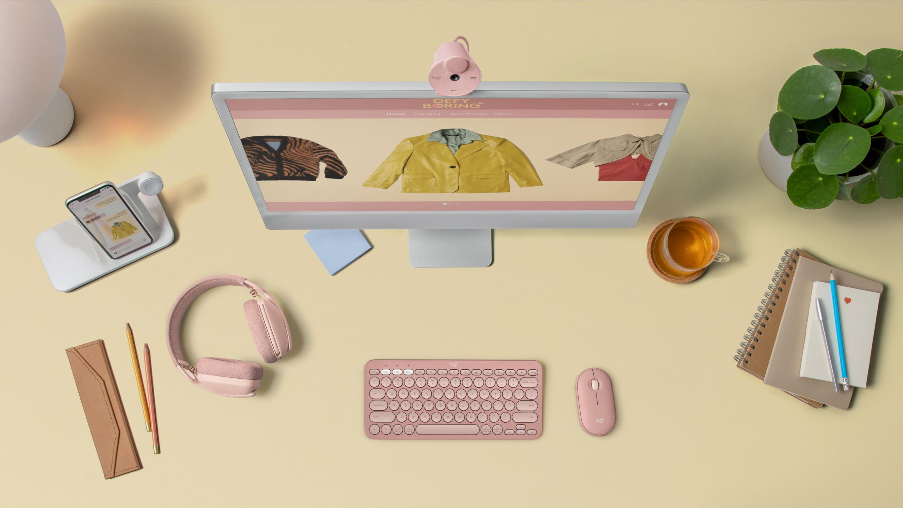 Conjunto de Teclado e Rato LOGITECH Pebble 2 Combo (Estados Unidos - Teclas de tesoura - Mini - Rosa), miniatura 6