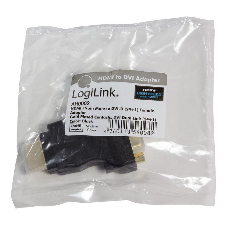Adaptador HDMI para DVI-D LOGILINK AH0002 (60 Hz - HDMI Tipo A - DVI-D 24+1 de ligação dupla - Preto), miniatura 2