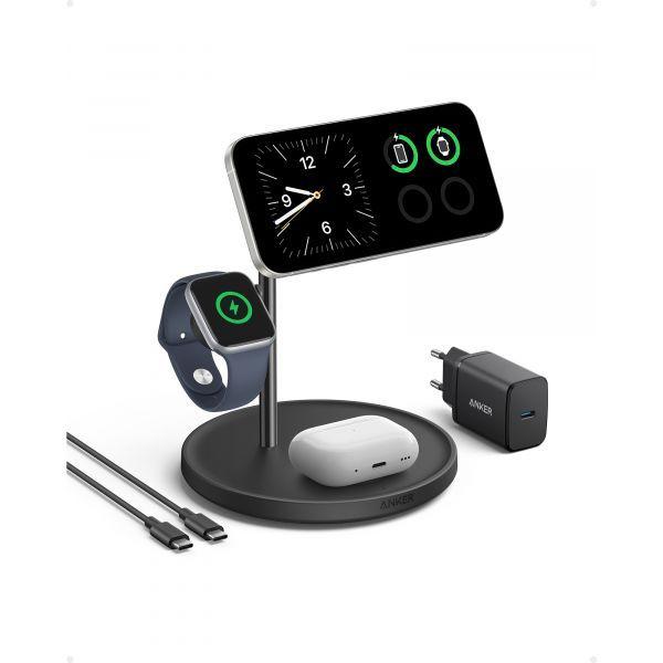 Estação de Carregamento Sem Fios ANKER MagGo 3 em 1 (Até 25 W - Apple - Preto), miniatura 4