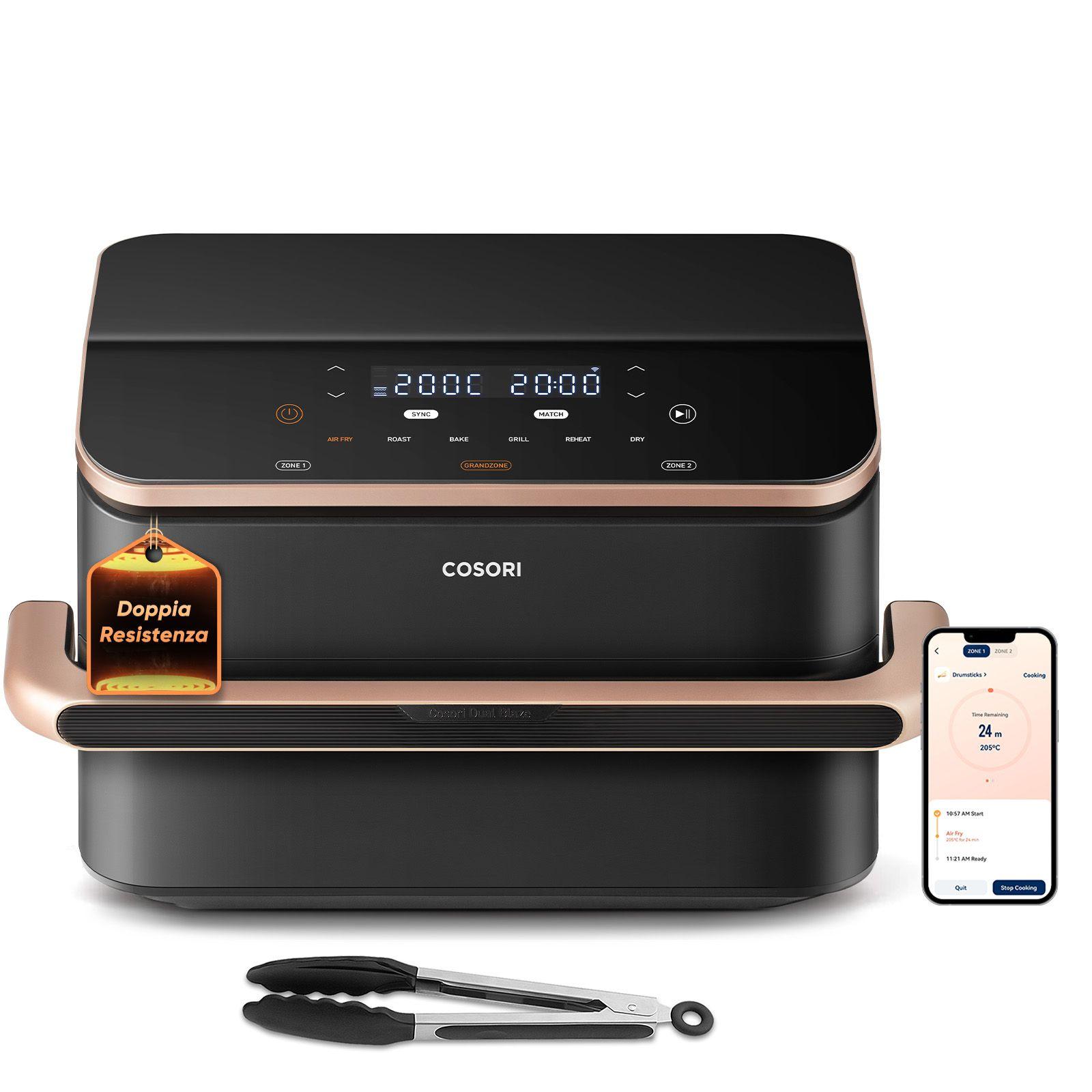 Fritadeira Independente COSORI Dual Blaze TwinFry Chef Edition (2800 W - 240 °C - 35 °C - Cinzento-escuro/Rosa dourado)