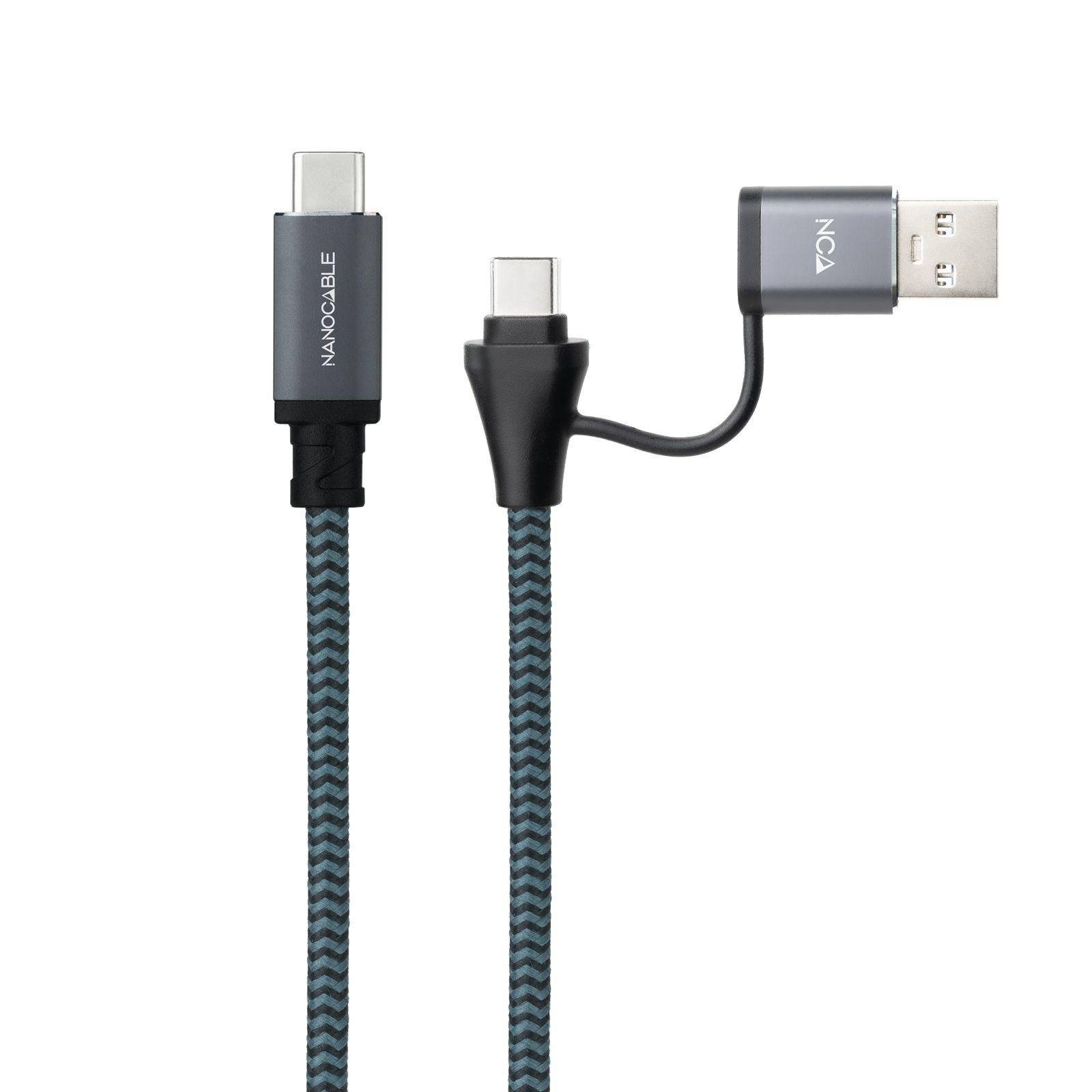 Cabo NANOCABLE 10.01.4111-COMB (1 m - USB C - USB A/USB C - Preto) — miniatura 2