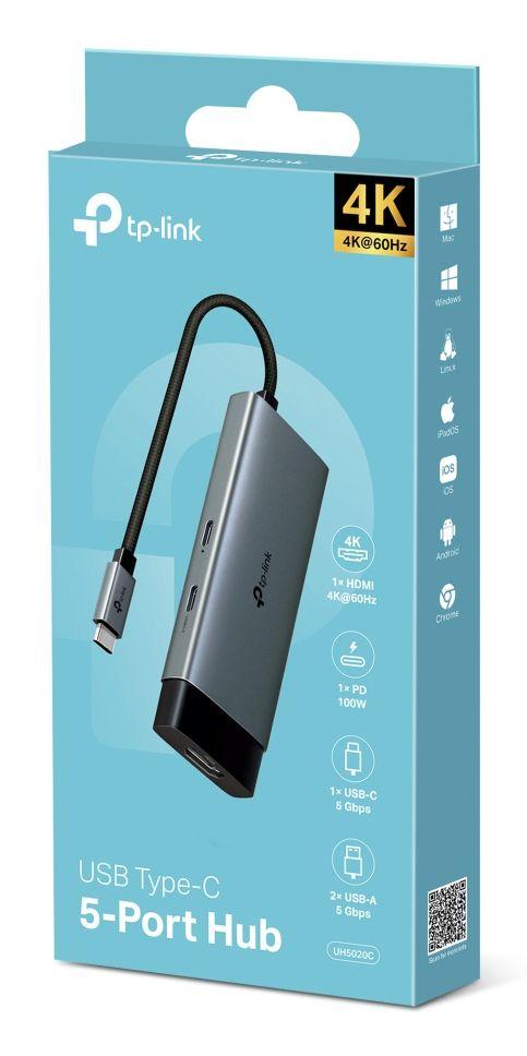 Hub USB-C TP-LINK UH5020C (0,18 m - USB-C - Cinzento) — miniatura 2