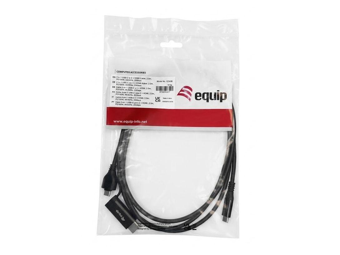 Adaptador de Vídeo USB-C EQUIP 128435 (1 m - USB Type-C macho - HDMI + USB Type-C macho - Preto) — miniatura 4