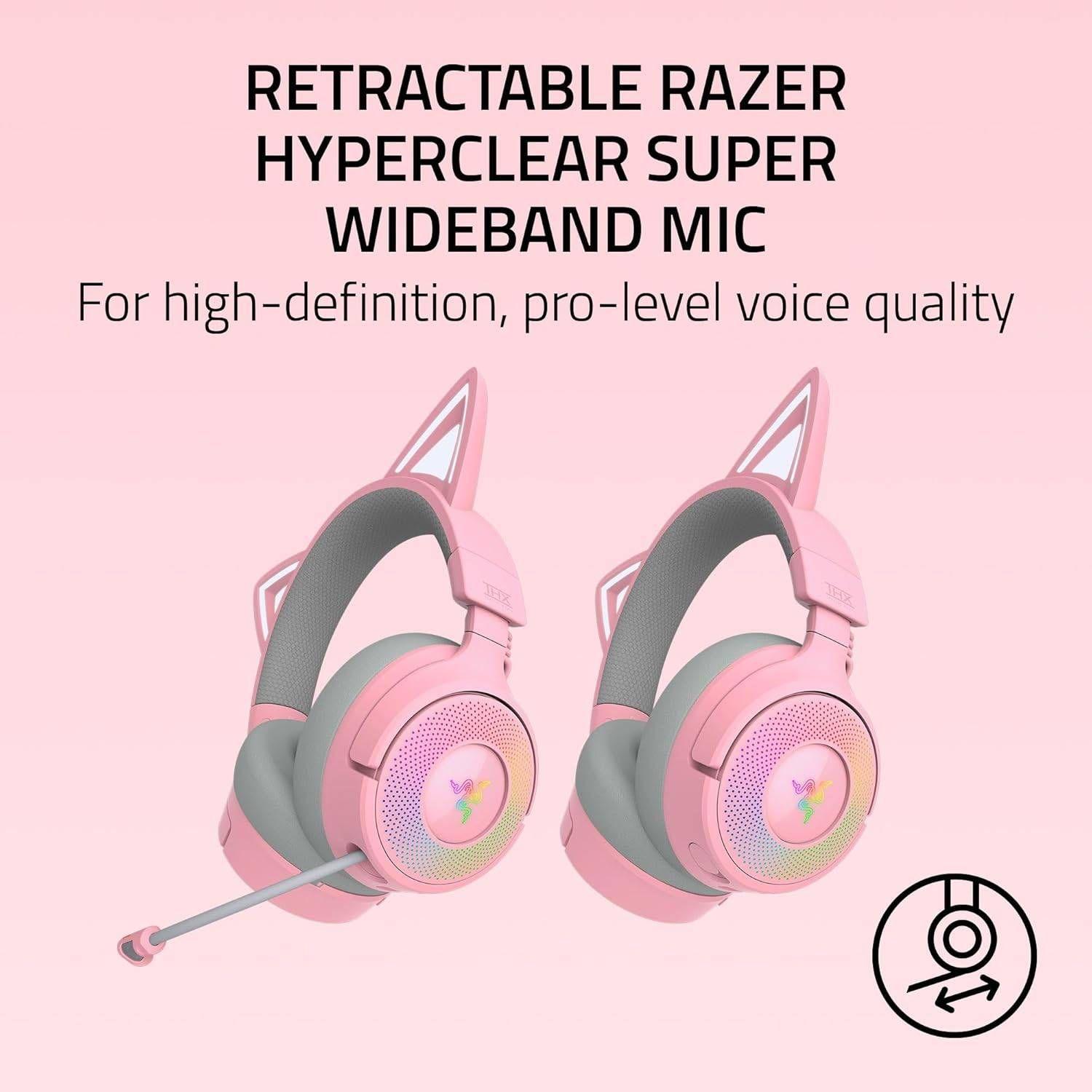 Headset Gaming RAZER Kraken Kitty V3 Pro Quartz (Binaural - Com fios e sem fios - Circum-aural - Rosa), miniatura 5