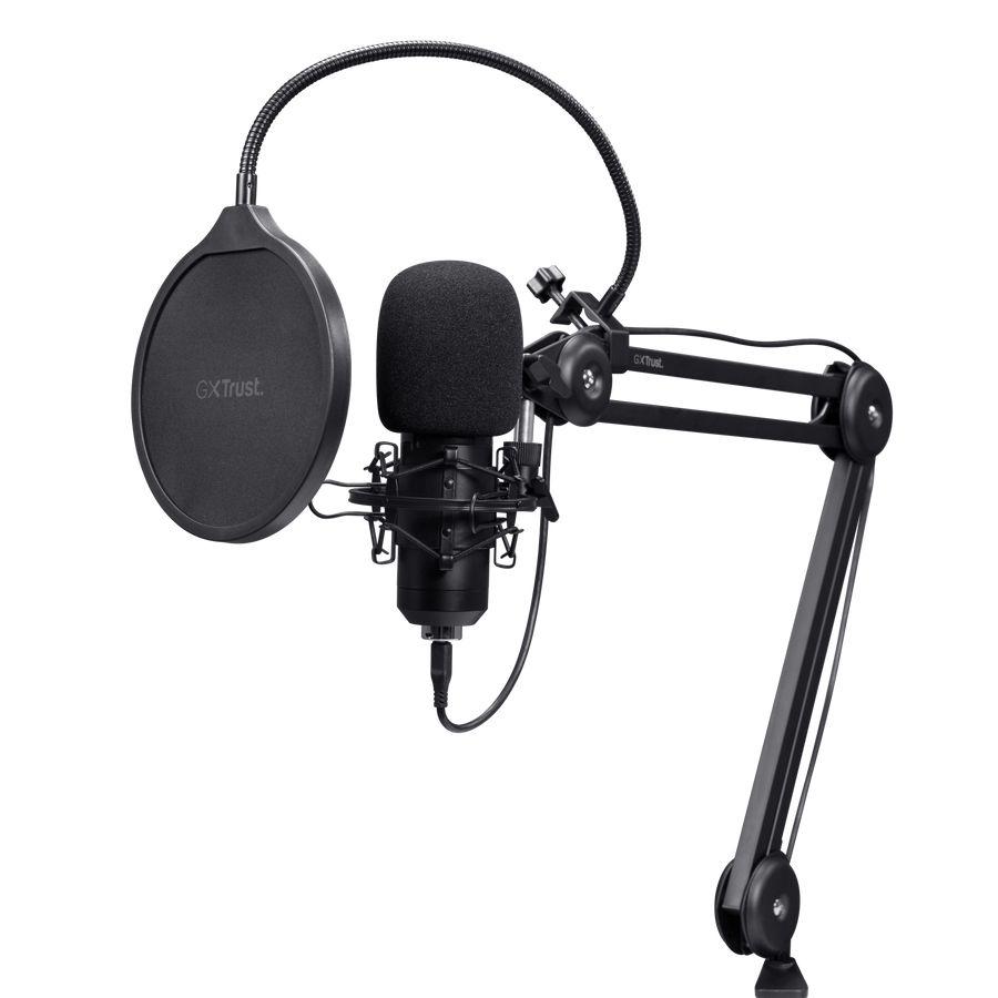 Microfone TRUST GAMING GXT 270 Emita II+ (Microfone de podcast - Com fios - USB - Preto)