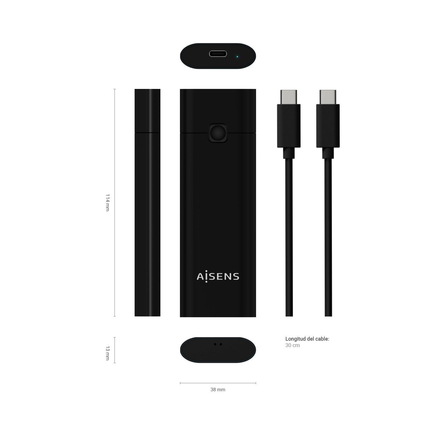 Caixa Externa M.2 AISENS ASM2-020B (2 TB - M.2 - Preto) — miniatura 3