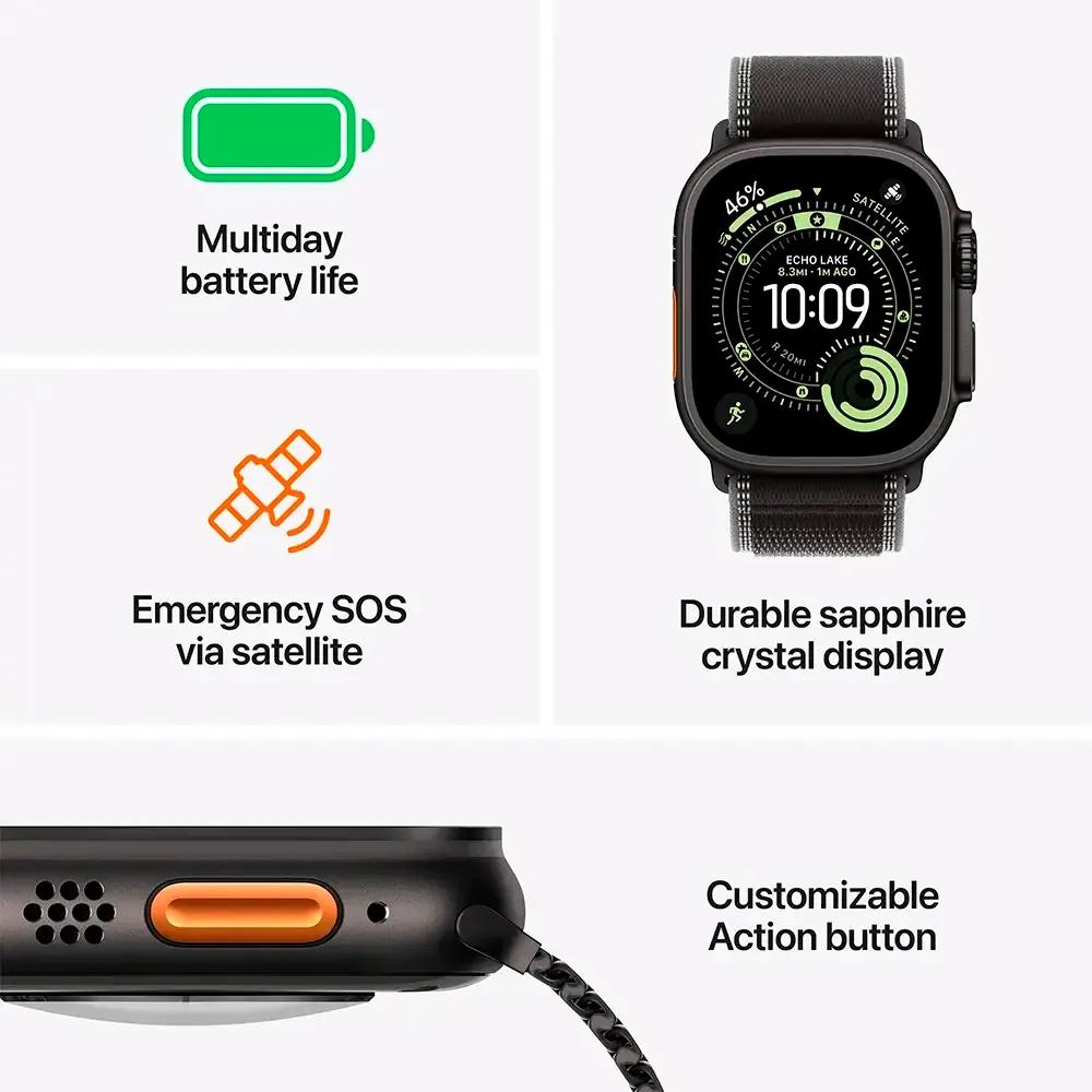 Smartwatch APPLE Watch Ultra 3 (Titânio - Titânio Natural e Azul-claro) — miniatura 3