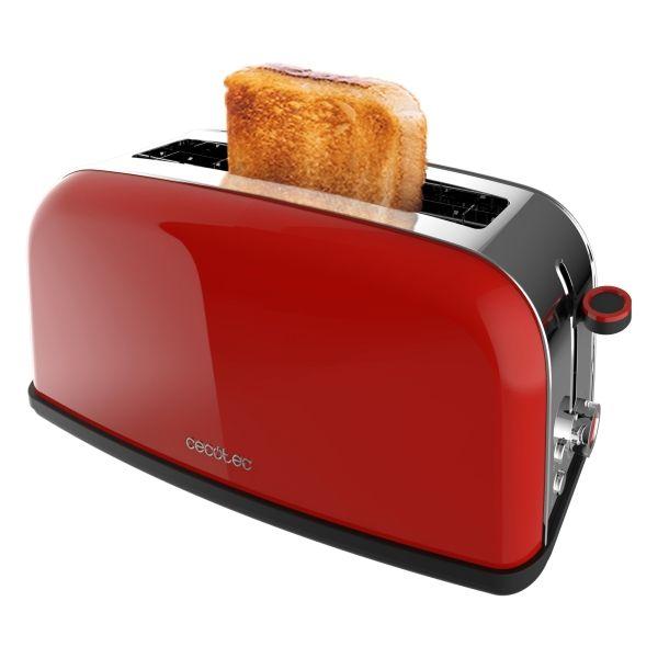 Torradeira CECOTEC Toastin' Time 850 Long Lite (850 W - 2 fatias - Torradeira de ranhura longa - Vermelho)